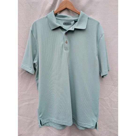 Cubavera Mens Textured Polo Sz XL Short Sleeve Essential Blue Surf Golf Ribbed - Picture 1 of 6